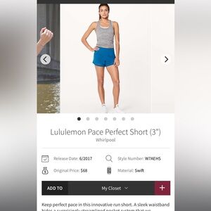 lululemon athletica Women's Athletic Shorts - Whirlpool Blue